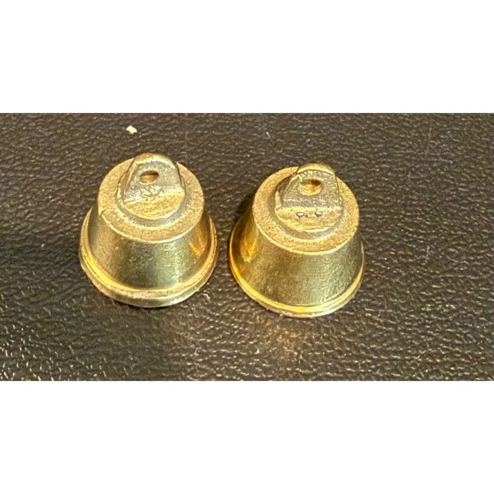 Miniature Brass Bells Gold Tone Metal Craft Decor 2pc Set Vintage